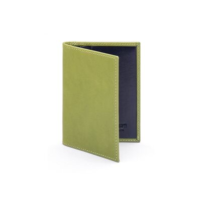 Slim Leather Credit Card Wallet With RFID Protection - Lime Green With Navy - Lime green with navy - Helvetica/gold