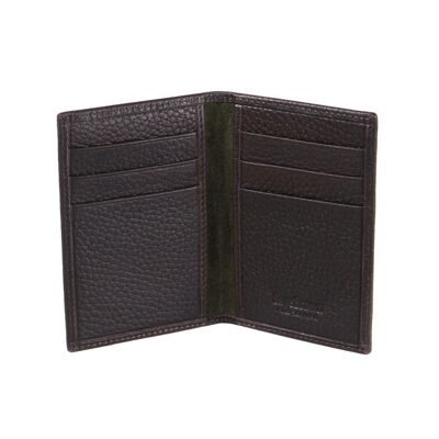 Slim Leather Six Credit Card Case - Brown - Brown - Helvetica/ blind