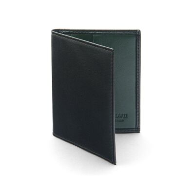 Slim Soft Leather Credit Card Case With RFID Protection - Black With Green - Black with green