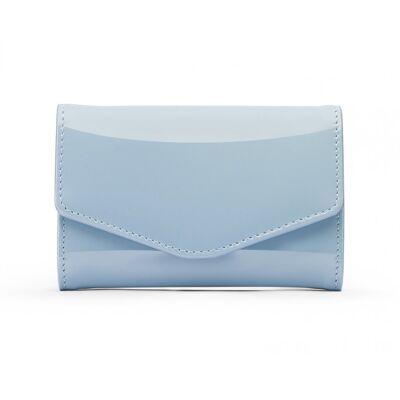 Small Leather Concertina Purse - Baby Blue Patent - Baby blue patent