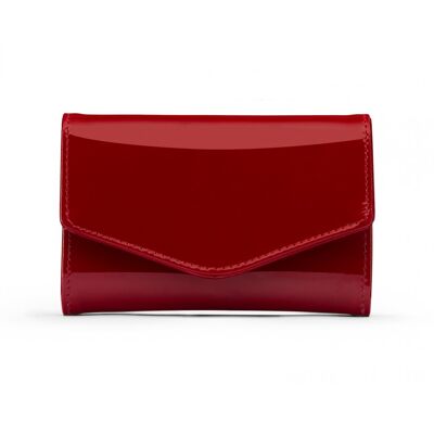 Small Leather Concertina Purse - Red Patent - Red patent