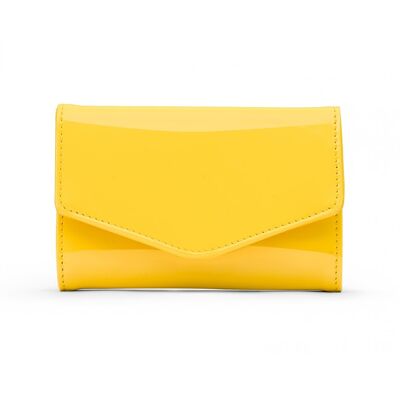 Small Leather Concertina Purse - Yellow Patent - Yellow patent