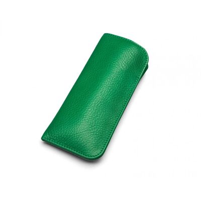 Small Leather Glasses Case - Emerald Green - Emerald green - Helvetica/gold
