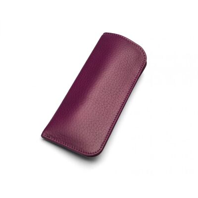 Small Leather Glasses Case - Purple - Purple - Helvetica/gold