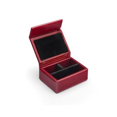 Small Leather Stud & Collar Bone Box - Red With Black - Red with black - Helvetica/silver