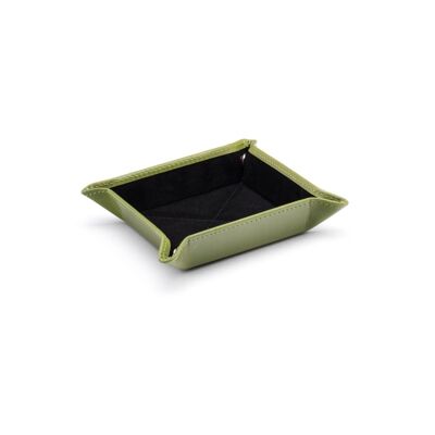 Small Leather Tidy Tray - Lime Green With Black - Lime green with black - Helvetica/silver