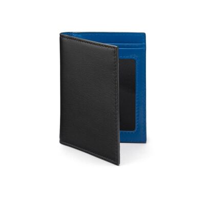 Soft Leather Credit Card Case, RFID Protection - Black With Cobalt Blue - Black with cobalt blue