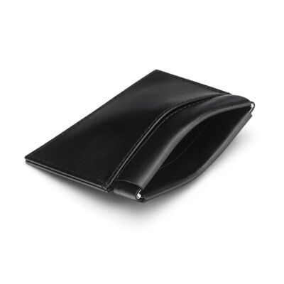 Traditional Leather Squeeze Spring Coin Purse - Black - Black - Helvetica/silver