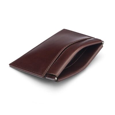 Traditional Leather Squeeze Spring Coin Purse - Brown - Brown - Helvetica/silver