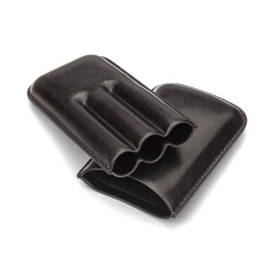 Triple Leather Cigar Case - Black - Black