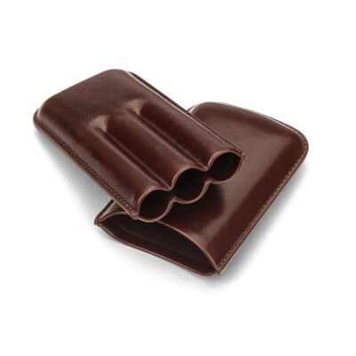 Triple Leather Cigar Case - Brown - Brown