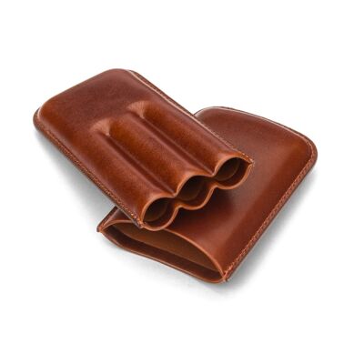 Triple Leather Cigar Case - Dark Tan - Dark tan