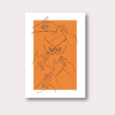 Any word Sign Language Print - Orange , A4 print