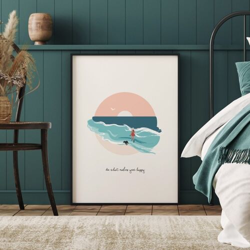 Wild Swim -Do what makes you happy - personalised print - off white , A3 print
