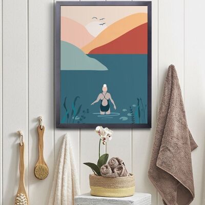 Wild Swim Sunrise Print , A4 print