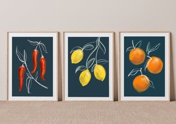 Ensemble de 3 imprimés de fruits botaniques - Impression d'art - Art de la cuisine, impression A5 2