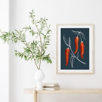 Chilli Botanical Print - Art Print - Art de la cuisine, impression A4 3