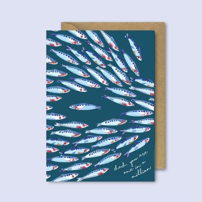 Carte pour papa - Un sur un million - Carte poisson - Paquet de 5