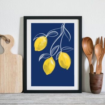 Citron Botanical fruit Print - Art Print - Kitchen Art , A5 print 2