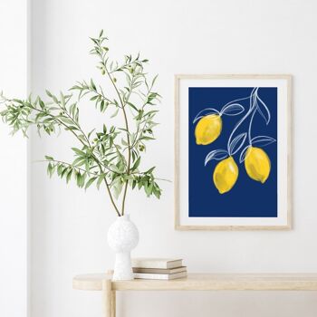 Citron Botanical fruit Print - Art Print - Kitchen Art , A5 print 3