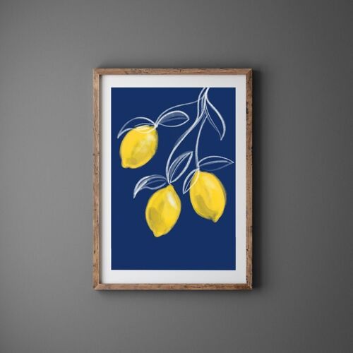 Lemon Botanical fruit Print - Art Print - Kitchen Art , A4 print