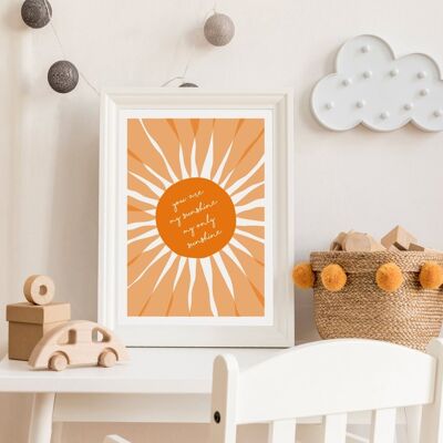 Childrens You Are My Sunshine Print, impresión A4