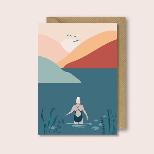 Wild Swimming At Sunrise - 1 Single Card