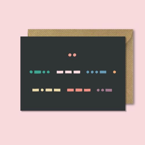 Valentines, I love you, Morse Code Card - 1 Single Card