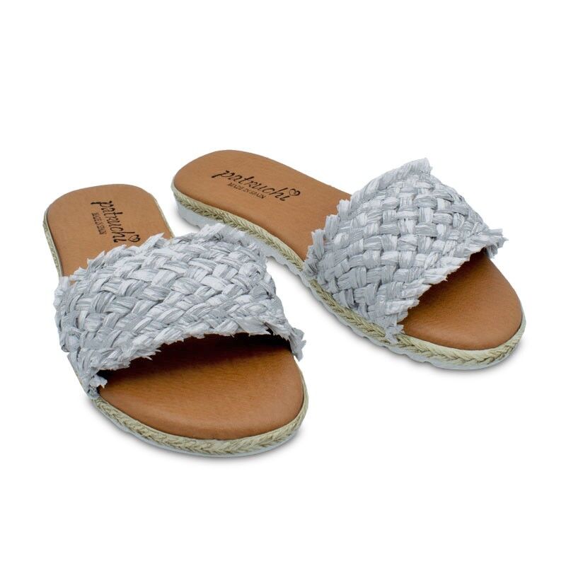 Sandale aus natürlichem Raffiabast Silber
