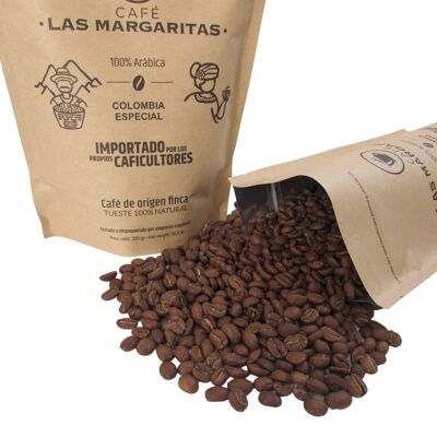Grains de café torréfiés naturellement provenant d'une ferme colombienne, 100 % Arabica +83 points SCA