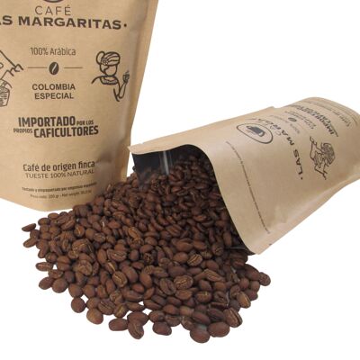 Grains de café torréfiés naturellement provenant d'une ferme colombienne, 100 % Arabica +83 points SCA