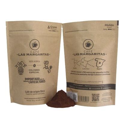 Naturally roasted ground coffee from a Colombian farm, 100% Arabica +83 SCA points