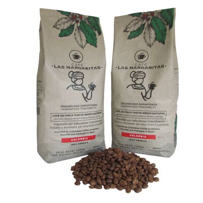 Café Las Margaritas, grano 100 % tueste natural Arábica origen finca  Colombia 250 gramos.