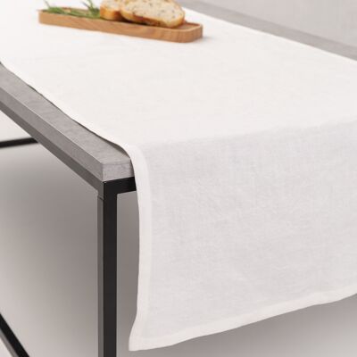 Chemin de table en chanvre naturel | blanc