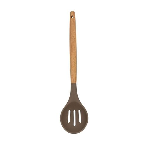 Cuillère ajourée eliott
en silicone avec manche
en bois