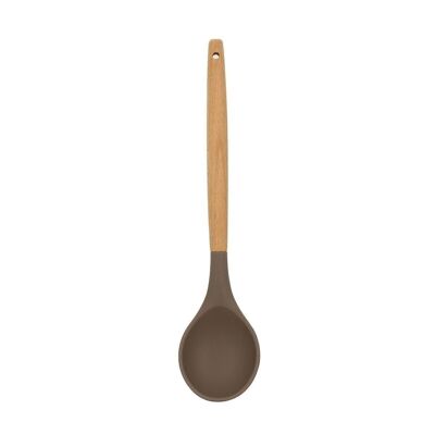 Eliott mette dentro il cucchiaio
silicone con manico
nel legno