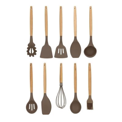 Set of 10 eliott utensils
silicone wooden handle