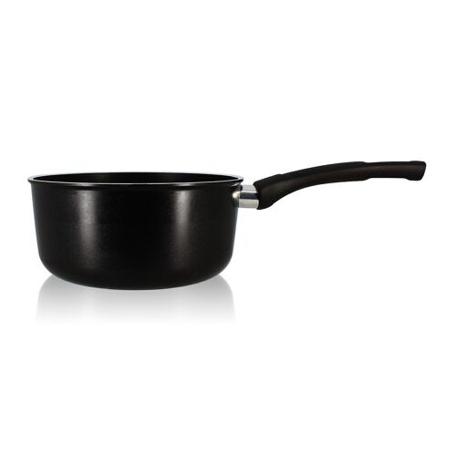 Casserole 20cm, Induction, Couvercle en Verre, Antiadhésive, Fonte  d'Aluminium Wecook Noir Ecochef