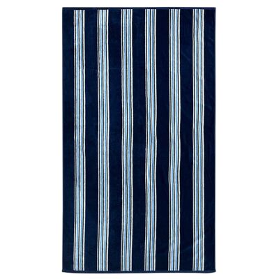 Serviette de plage éponge Velours Jacquard Milonga Bleu marine - L