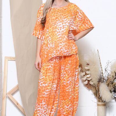 Orange leopard print harem set