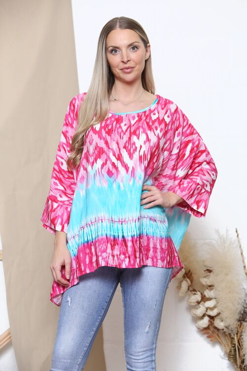 Pink colourful print loose fit top