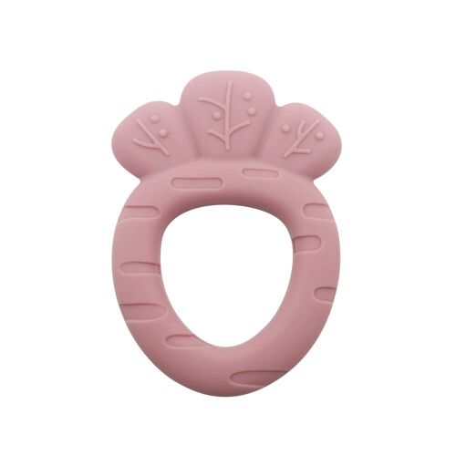 Anneau de dentition " CAROTTE" en silicone pour bébé - Rose foncé