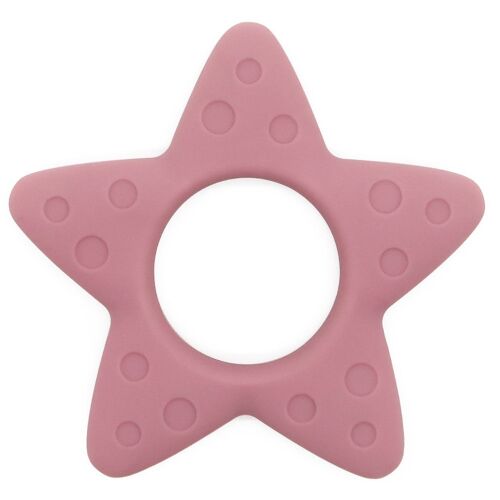 Anneau de dentition "ETOILE" en silicone pour bébé - Rose foncé