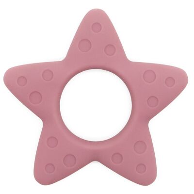 "STAR" silicone teething ring for babies - Dark pink