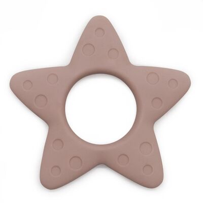 "STAR" silicone teething ring for babies - Light pink