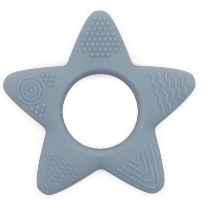 "STAR" silicone teething ring for babies - Blue