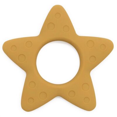Anello da dentizione in silicone "STAR" per bebè - Giallo