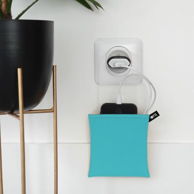 The OFYL CASE charger storage travel pouch in TURQUOISE imitation