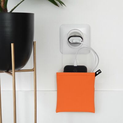 OFYL CASE charger holder in ORANGE imitation leather