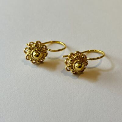 Pendientes Chapados En Oro Con Botón De Zelanda 8mm